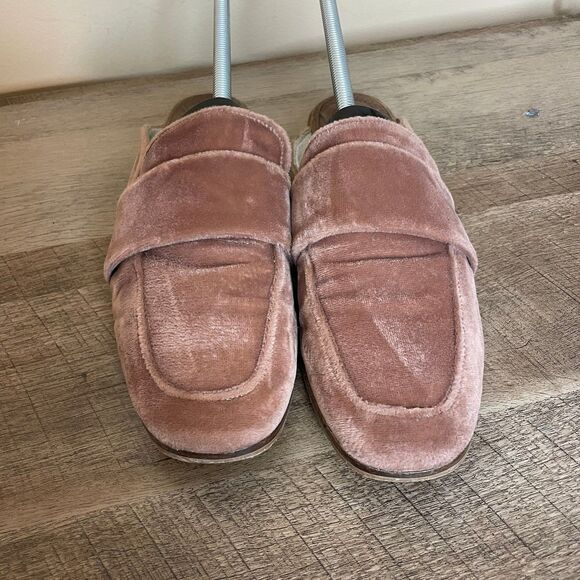 Free People Flats Velvet Slip On Loafer Dusty Pink Slides Mules Size 7 /38 - Picture 4 of 7